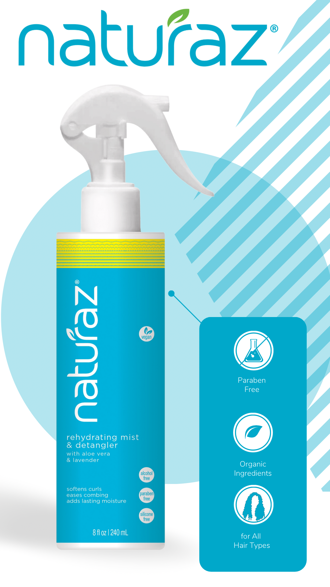 REHYDRATING MIST & DETANGLER SPRAY for Dry Hair, Tight Curls & Coils | 100% Vegan
